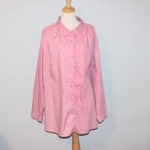 Roamans 4X Dusty Rose Button Front Closure Long Sleeve Lightweight Shirt